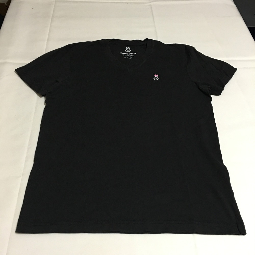 Psycho Bunny T-Shirt Mens Small Black V-Neck Logo Short Sleeve